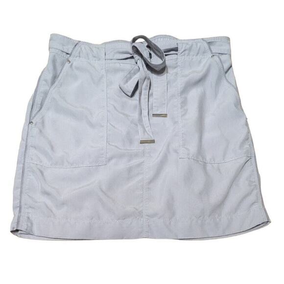 NEW WHITE HOUSE BLACK MARKET GRAY LINED Belted Silver Accents MODAL SKIRT 14 - Picture 1 of 11